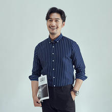 跨境货源 一件代发 男士条纹长袖衬衣男长袖潮流时尚衬衫男装衬衣