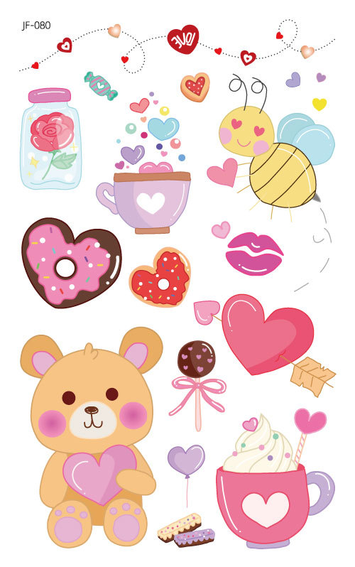Nuevo Amazon impermeable brillo lindo Día de San Valentín tatuaje pegatinas niños oso vacaciones regalo tatuaje pegatinas