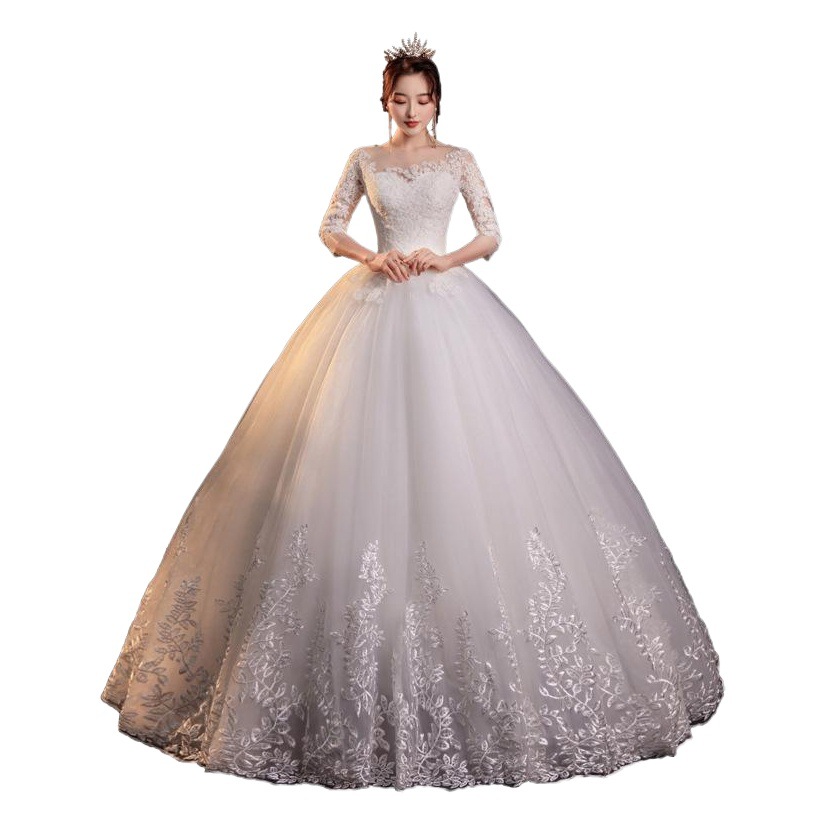 Fuera del hombro vestido de novia principal 2023 nuevo elegante nupcial Mori Super Hada francés adelgazamiento vestido de novia al por mayor transfronteriza D30