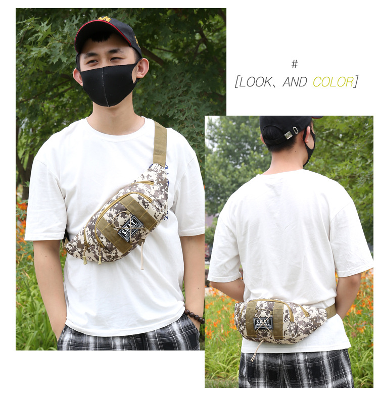 Sports bag Camouflage Military Fan waist bag, multi-functional crossbody bag, Outdoor running sports, large-capacity single-shoulder chest bag undefined