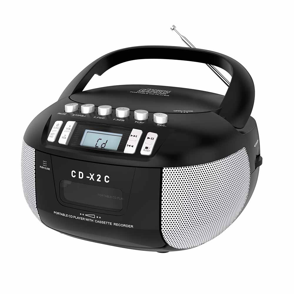 Portativ Bluetooth boombox pleyeri, ingliz tilini o'rganish mashinasi, magnitafon, ko'p funksiyali CD va kasseta pleyeri