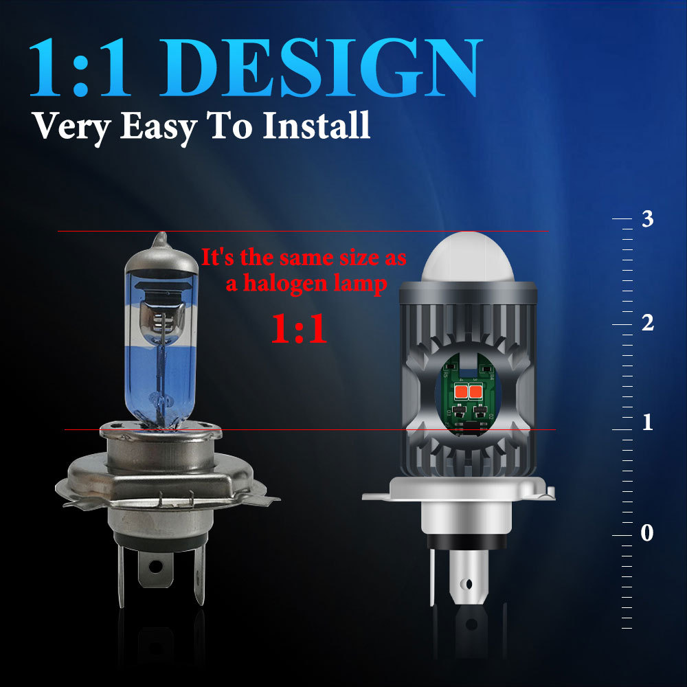Cross-Border Motorcycle Modified Headlight Ba20D H4 P15D White-Yellow High and Low Beam Red-Blue Warning Fisheye Spotlight
