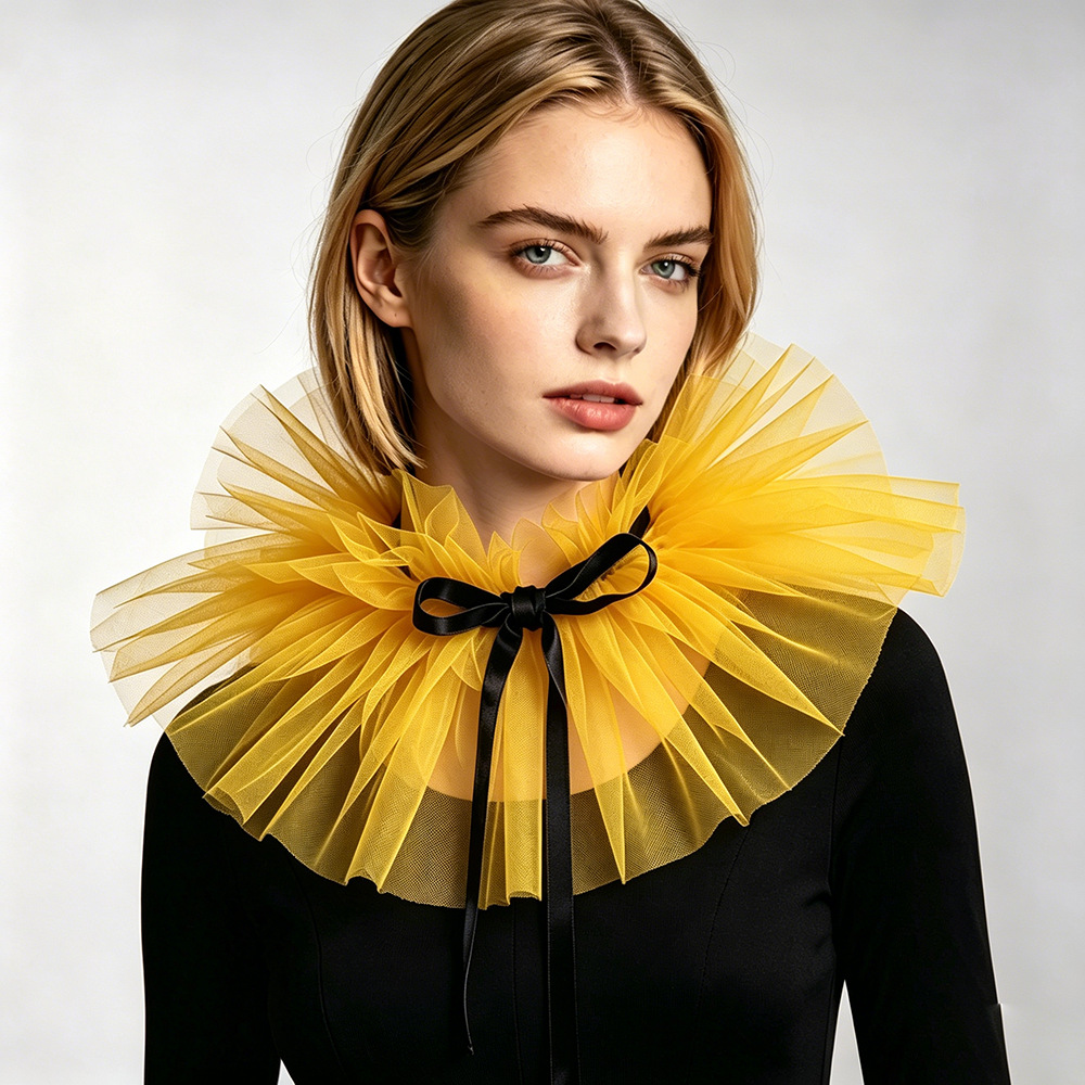 New Halloween Mesh Cape with Drawstring for Adults, Short Fake Collar Anime Accessory, Hooded Short Cape Accessory