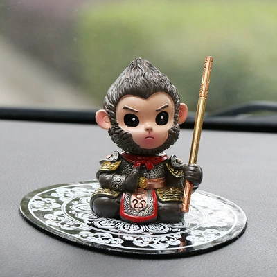 Car ornaments, Creative Cartoon Great Sage Doll - big-holy-ornament-sitting-posture-blue-and-white-porcelain-mat-glue-10