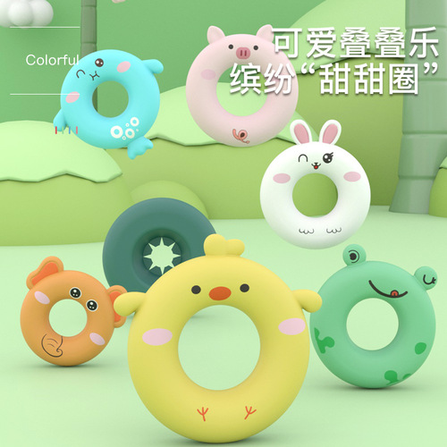 Specially designed for cross-border baby Jenga 6-12 months baby rainbow tower ring toddler early education educational toys