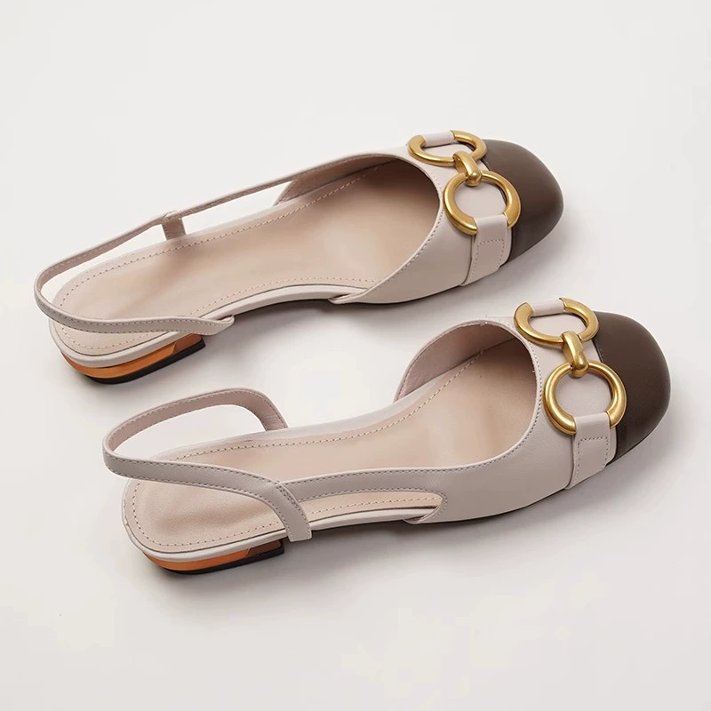 Женские летние сандалии в корейском стиле 2024 года, плоские, с цветными блоками, на массивном каблуке, полусандалии, дышащие, легкие, для улицы.