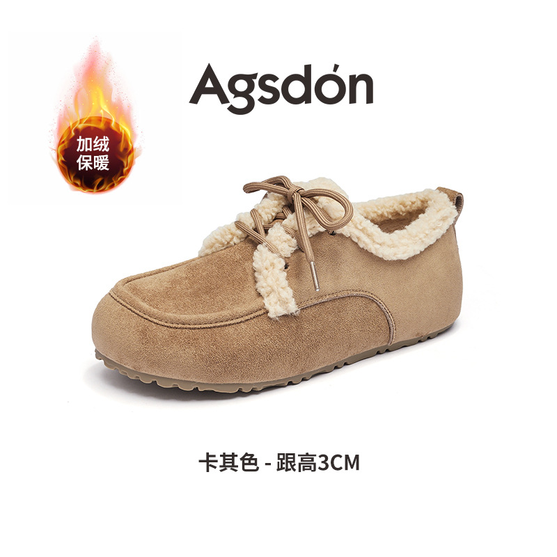 Zapatos de botas de nieve de algodón y algodón de Auge Lion Dengjia 2025 nuevo otoño invierno con suela gruesa casual de un pie
