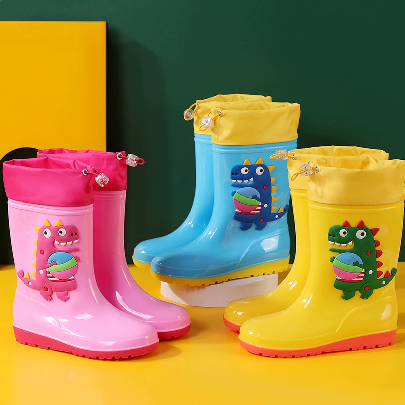 Детские резиновые сапоги От 2 до 16 лет Водонепроницаемая обувь с высоким стволом из мультфильма с динозаврами Легкие мужские и женские резиновые сапоги для средних детей Резиновая обувь для студентов и больших детей