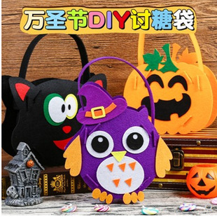Cross-border wholesale Halloween Children DIY handmade bag candy felt tote bag gift bag cute felt bag