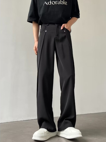 Men's Summer Thin Casual Western Trousers with Drape and High-end Feel Straight Suit Pants Men's Small Western Trousers Trendy