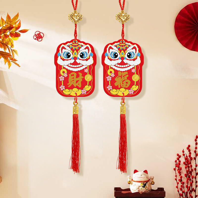 New Year's Blessing Diamond Painting Small Pendant, Festive DIY Decorations for the Spring Festival, Tassel Hanging Ornaments, Year of the Horse Fortune Pendant Wholesale
