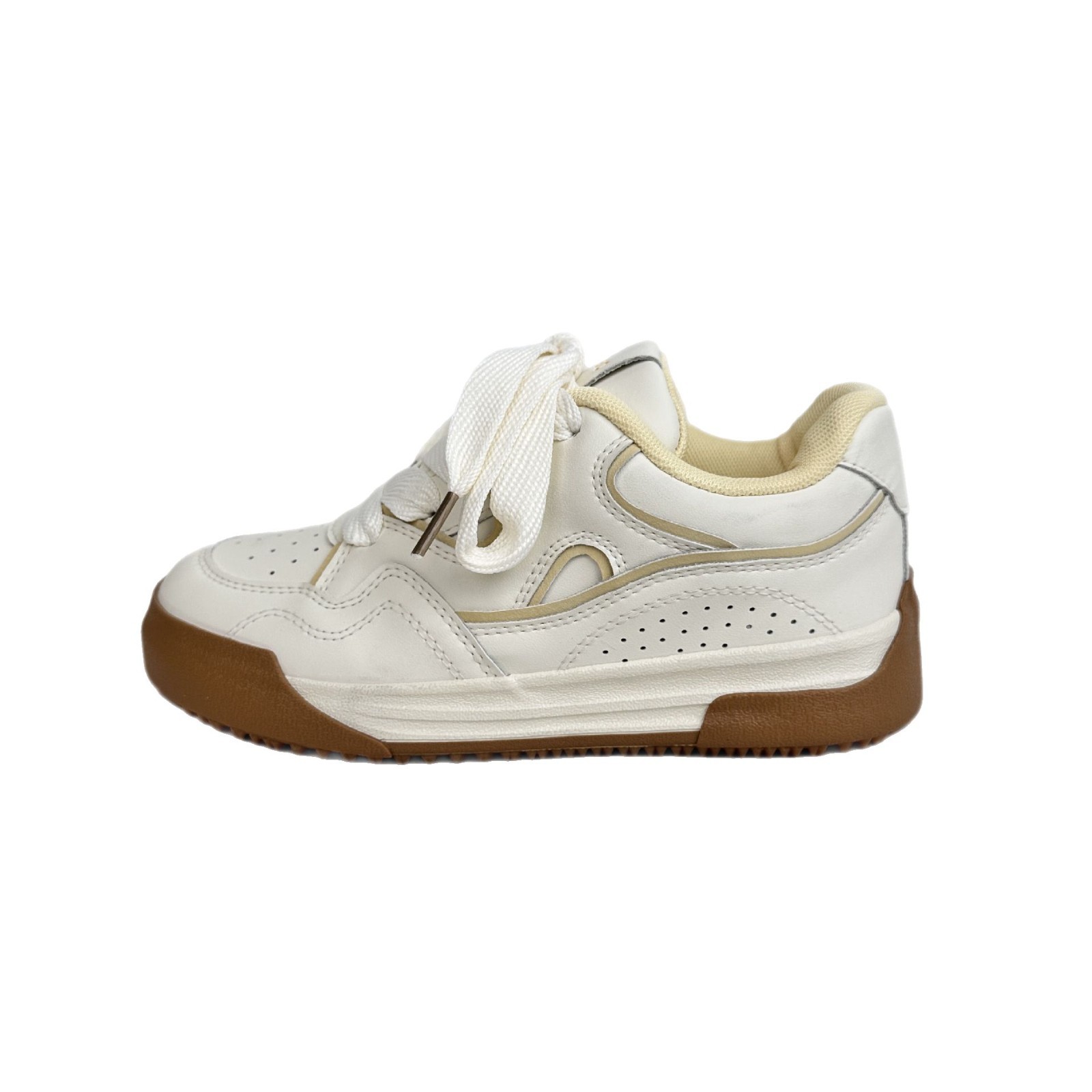 Yuanbo 2025 primavera nuevo estilo zapatos de tabla de grosor estudiantes zapatos de lona casuales de todo fósforo estilo de Hong Kong zapatos blancos pequeños