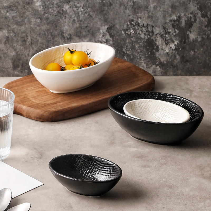 Cuencos de arroz caseros platos de ensalada platos de frutas bocadillos platos de tela cubiertos de cerámica transfronterizos platos de platos profundos cubiertos occidentales