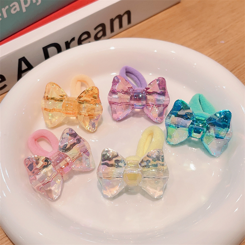 Simple Style Flower Bow Knot Cloth Contrast Collar Hair Tie 1 Set display picture 1