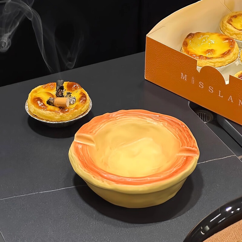 クリエイティブな個性トレンドエッグタルト灰皿セラミックコーヒーテーブルデスクトップかわいい装飾品高価値リビングルームホーム灰皿|undefined