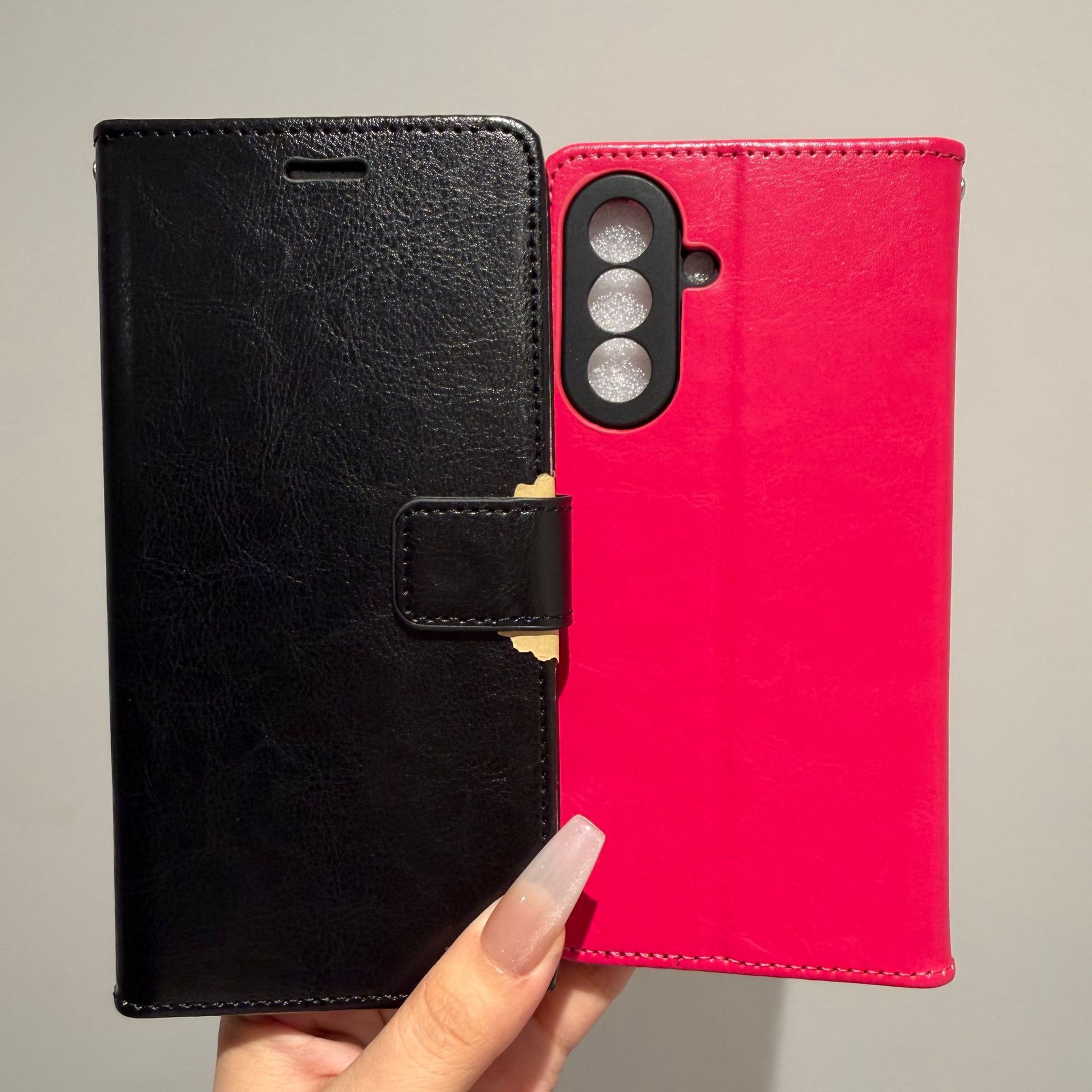 适用于三星A57手机壳A56全包36防摔07翻盖06疯马纹皮套16 A37纯色