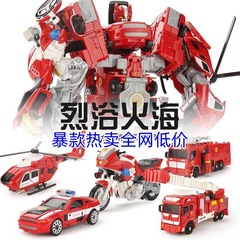 凱裕合金パトカー消防車変形玩具合体ロボットモデル子供男の子プレゼント卸売り