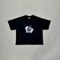 White letters/black