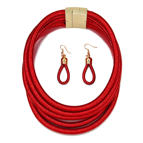 European and American fashion multi-layer woven choker set for Black women's necklaces, cross-border necklace accessories choker suit