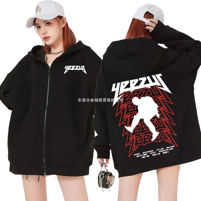Rapper Kanye West Yeezus Tour Album Merch Zip Hoodie Men Hip Hop Harajuku