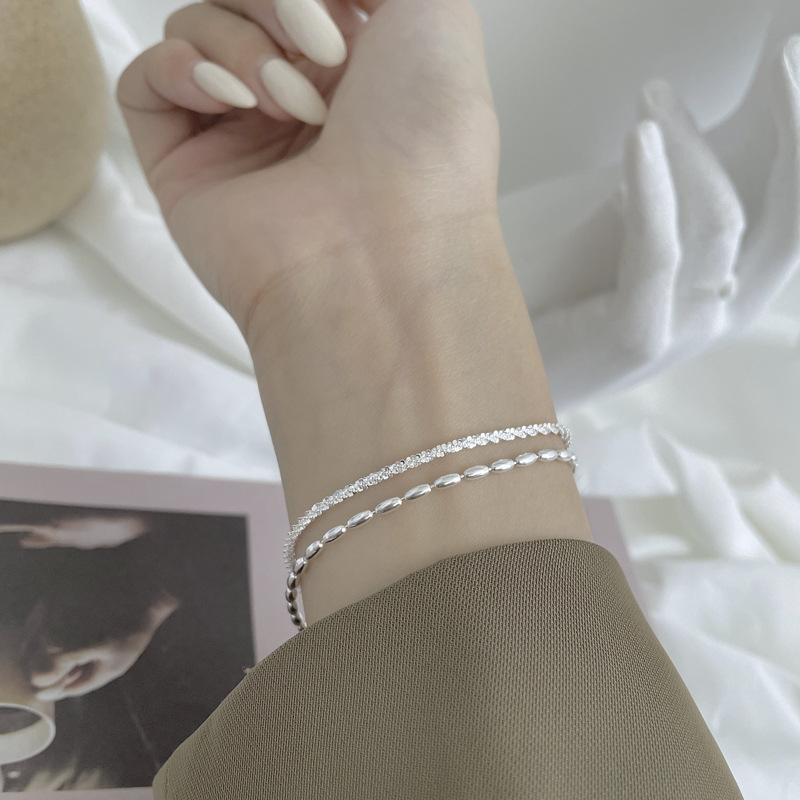1 Piece Quantity Holiday, Office, Daily, Date, Festival Occasion 925 Sterling Silver Coffee Bean Chain Twisted Rope Chain Bracelets Casual Modern Style Simple Style