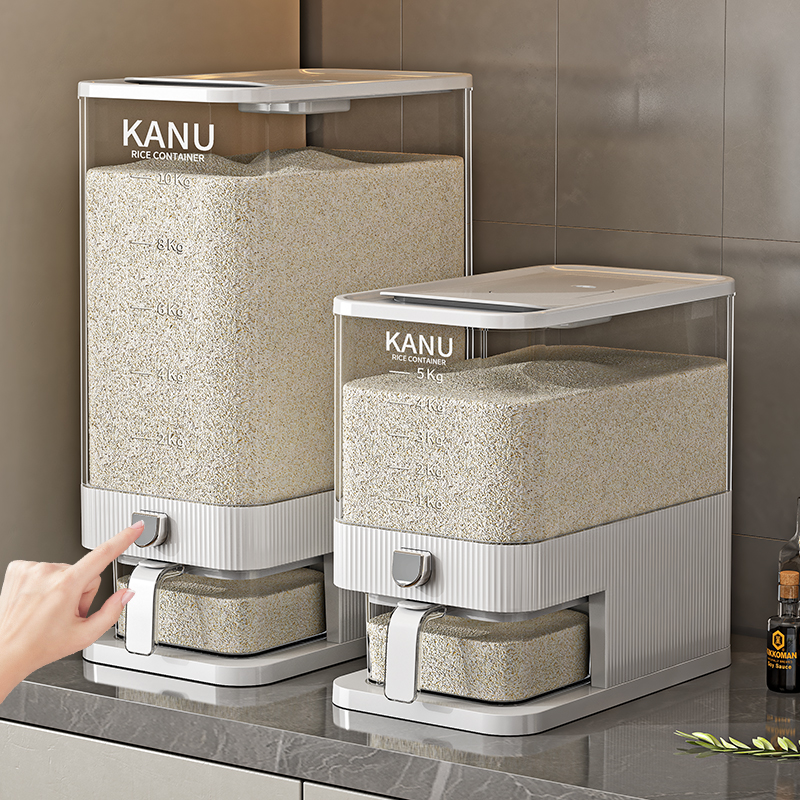 Barril de arroz doméstico de alta calidad auto-salida de arroz a prueba de insectos a prueba de humedad sellado de grado alimenticio tipo prensado tipo prensado barril de almacenamiento de granos