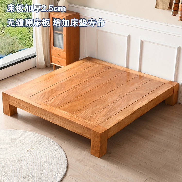 Nordic Solid Wood Bed Japanese Style Simple Custom Tatami Bed Without Headboard 2m Master Bedroom Large Bed Log Double Bed Nordic Solid Wood Bed Japanese Style Simple Custom Tatami Bed Without Headboard 2m Master Bedroom Large Bed Log Double Bed