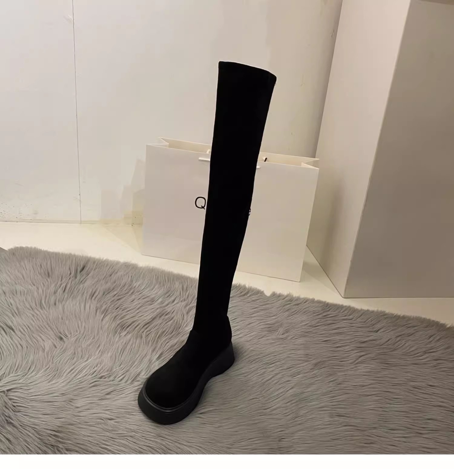 블랙 무릎 위 벨벳 안감 126-3