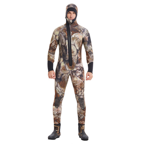 Hooded warm men's and women's 5mm wetsuit one-piece front zipper hooded cold-proof suit surfing suit wetsuit