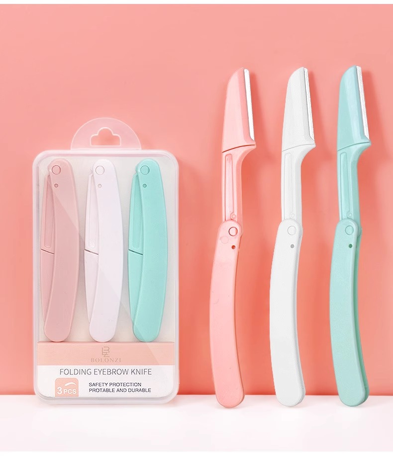Cuchillo de cejas anti-racabatado para principiantes perezoso tipo seguro para principiantes damas conjunto especial de cejas con raspadora de cejas