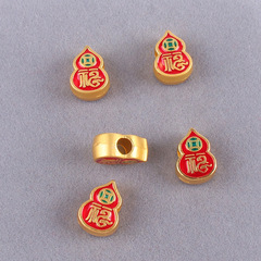 新款電鍍沙金滴油葫蘆福祿背雲大孔隔珠手鍊項鍊配珠diy飾品配件