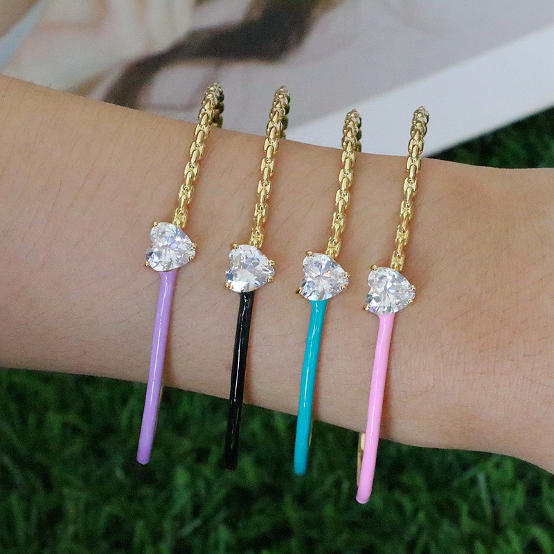 Fashion Geometric Copper Stoving Varnish Gold Plated Zircon Bangle