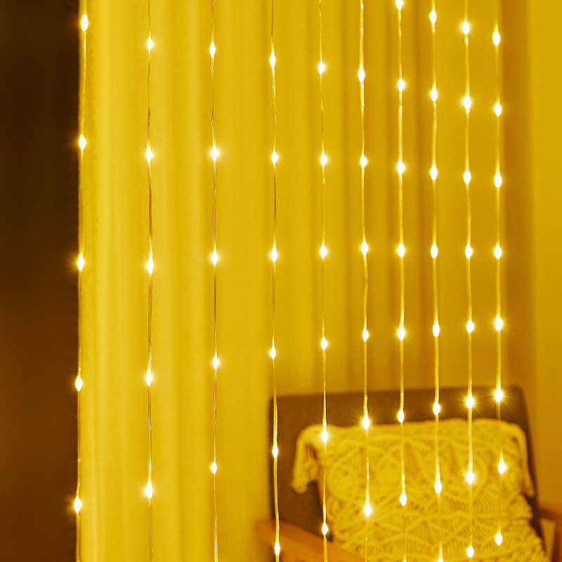 皮线灯灯串 led流水瀑布灯圣诞节户外防水太阳能遥控窗帘装饰彩灯