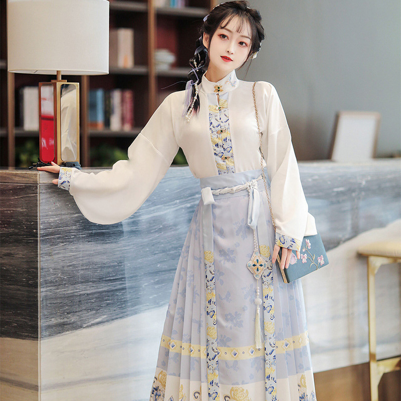 Ming-made Hanfu Women's New Adult Hanfu Spring and Summer Improved Horse-faced Skirt Suit Chinese Style Fairy Style Ancient Costure Ming-made Hanfu Women's New Adult Hanfu Spring and Summer Improved Horse-faced Skirt Suit Chinese Style Fairy Style Ancient Costure
