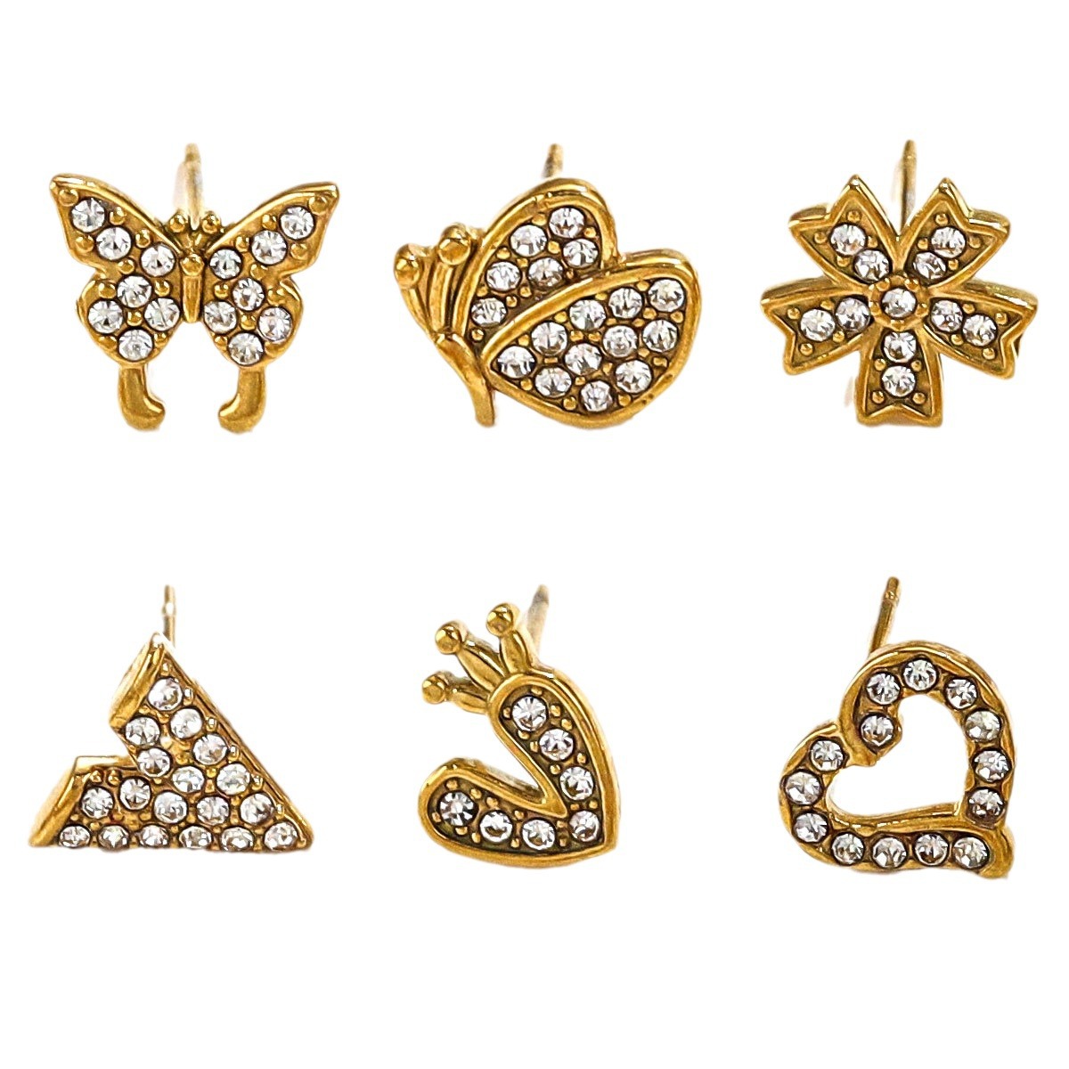 Acero inoxidable Moda europea y americana Personalidad Pendientes retro desgastados Luna Estrella Amor Rayo Pendientes de diamantes Acero de titanio