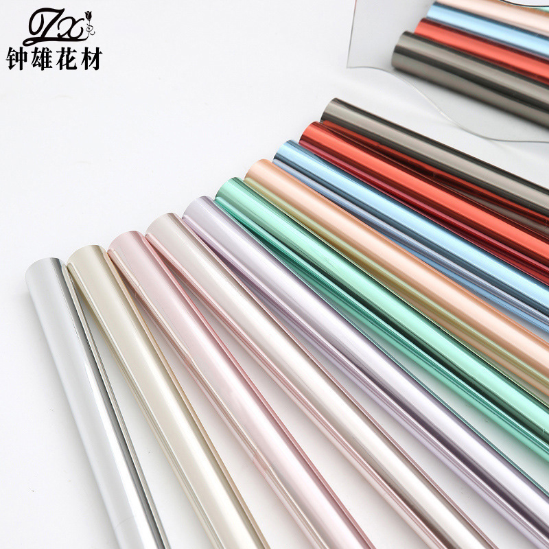 新款天空之境彩色加厚镜面纸防水鲜花包装包花纸花艺礼品包装材料