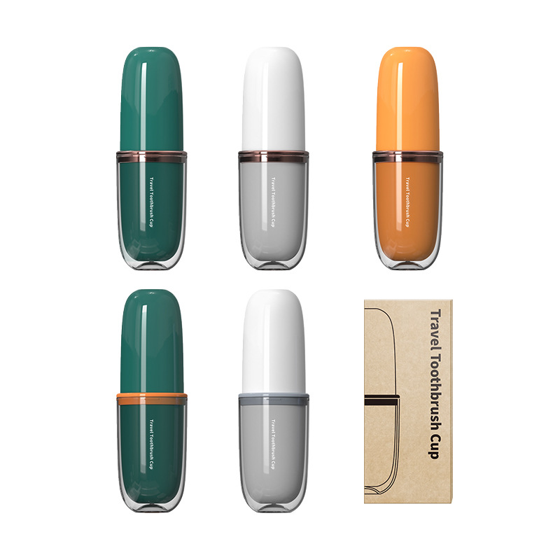 Luz de lujo cepillo de dientes taza caja de almacenamiento portátil de viaje taza de lavado traje combinación galvanoplastia viajes enjuague bucal taza al por mayor