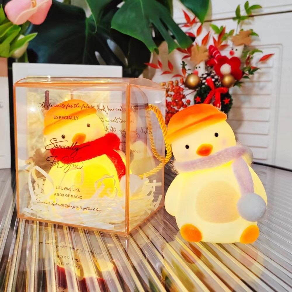 크리스마스 비뚤어진 오리/핑크색 스카프 (선물 상자 미포함)