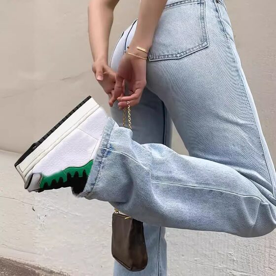 Cross-Border 2025 New Women's Clothing European and American Cross-Border Slim High-Waist Stretch Straight Jeans for Women