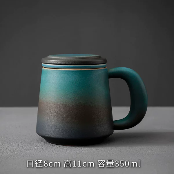 Big ear tea cup (kiln turned blue) simple decoration