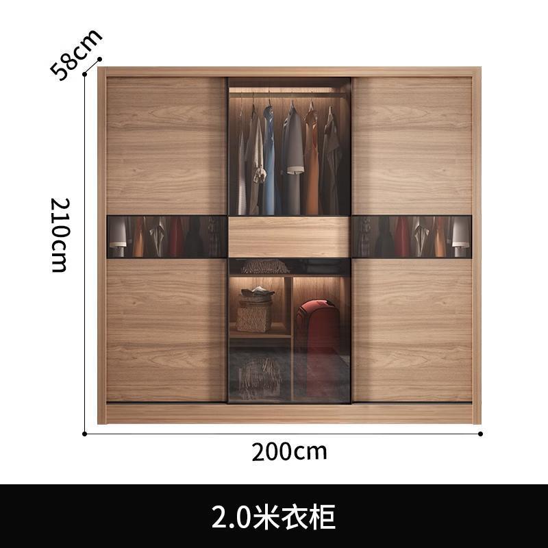 Moderno y simple armario de dormitorio doméstico tipo tablero nórdico puerta corredera armario de almacenamiento de puerta corredera de vidrio económico image 11