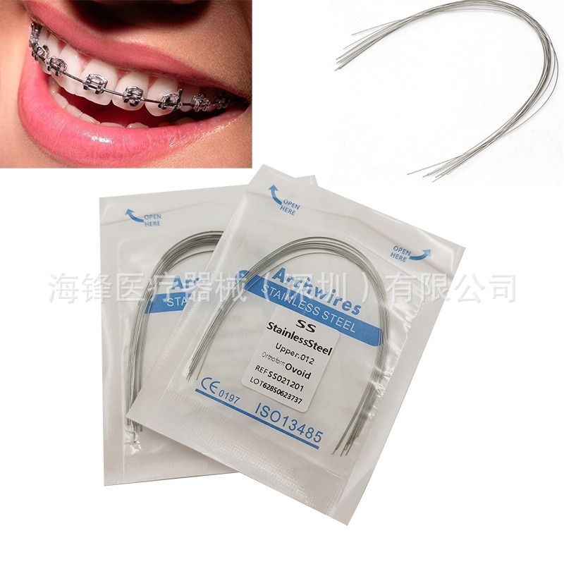 Ortodoncia dental Alambre de arco de acero inoxidable Alambre redondo súper elástico Alambre cuadrado Alambre preformado Alambre de ortodoncia Ovalos 10 paquetes