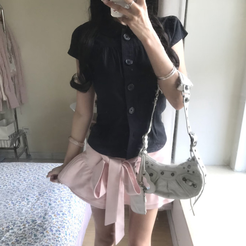 Little Seagull Retro Ruffle Doll Collar Button-Up Sleeveless Summer Waist-Cinching Right-Shoulder Diagonal Button Slit Shirt Top Little Seagull Retro Ruffle Doll Collar Button-Up Sleeveless Summer Waist-Cinching Right-Shoulder Diagonal Button Slit Shirt Top