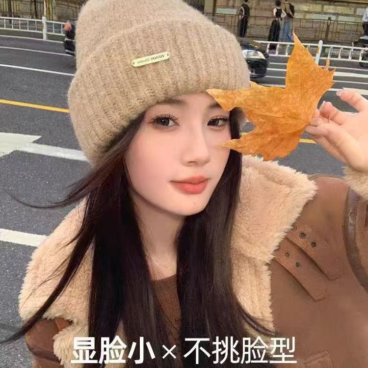 帽子女秋冬季新款护耳堆堆针织保暖大头围包头冷帽冬显脸小毛线帽|undefined