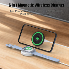 适用苹果三星华为手表磁吸无线充电器带手机支架便携多功能无线充