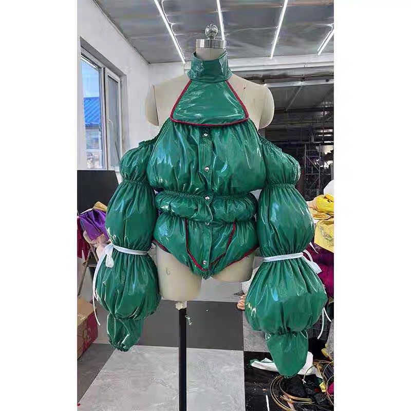 演出服圣诞绿亮皮太空棉巡场gogo演出服女夜店酒吧ds