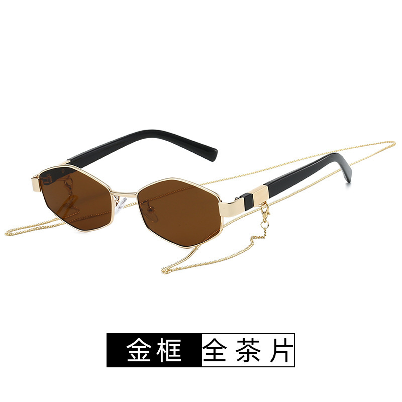 复古个性链条墨镜女轻奢风新款金属眼镜跨境欧美网红潮时尚太阳镜|undefined