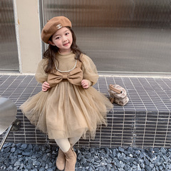 女童公主裙2023春裝新款小女孩韓版長袖連衣裙兒童寶寶洋氣紗裙子