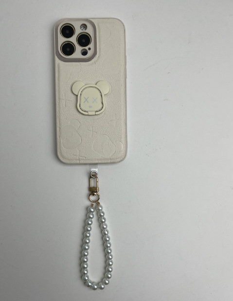 Marca de moda dibujos animados oso IPhone14ProMax cuero en relieve Apple 15PRO caja del teléfono para IP13/12