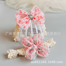 甜美可爱夏季碎花婴儿发带公主蝴蝶结头花发饰宝宝大弹力头饰女童